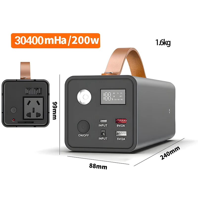 All-In-One 200W Hybrid Inverter High Capacity AC Outdoor Power Station with Lithium Ion Portable Solar Panel for Emergencies