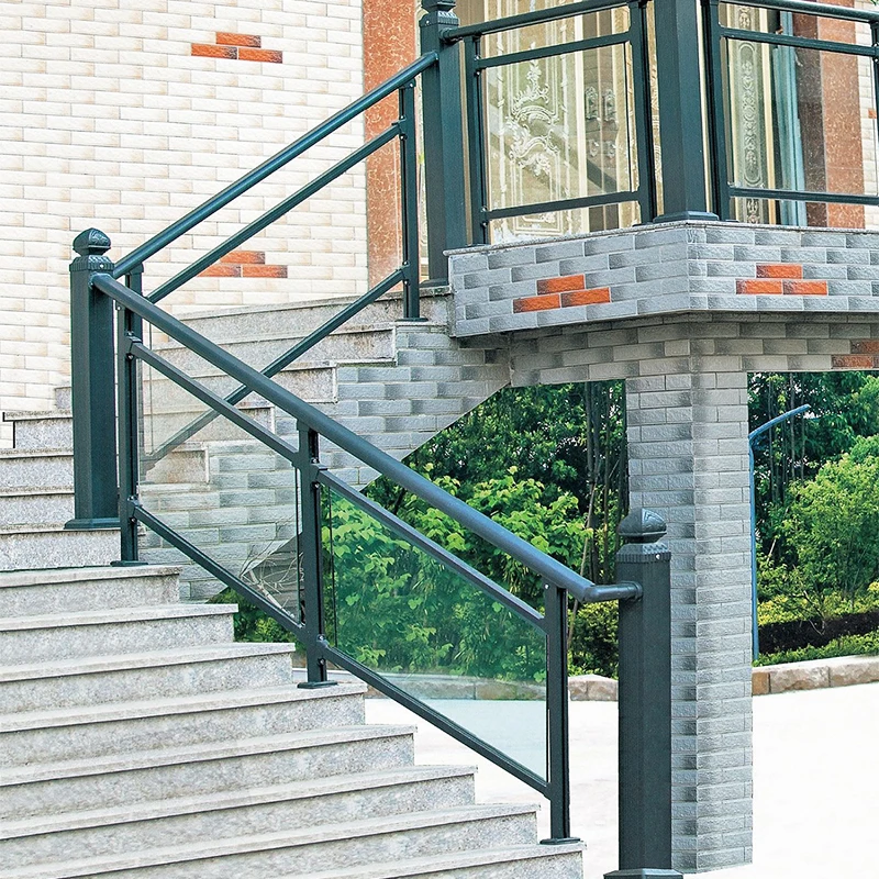 Aluminum art glass guardrail manufacturers customized aluminum alloy stair handrail courtyard balcony guardrail