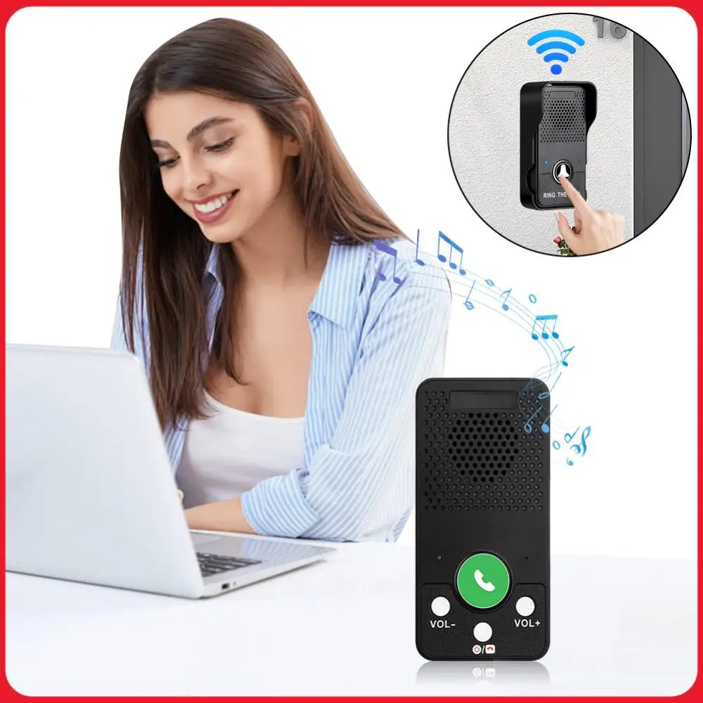 

Wireless Doorbell Rechargeable Battery Hands Free Two Way Full Duplex Intercom Door Bell One Press to Talk Door Chime