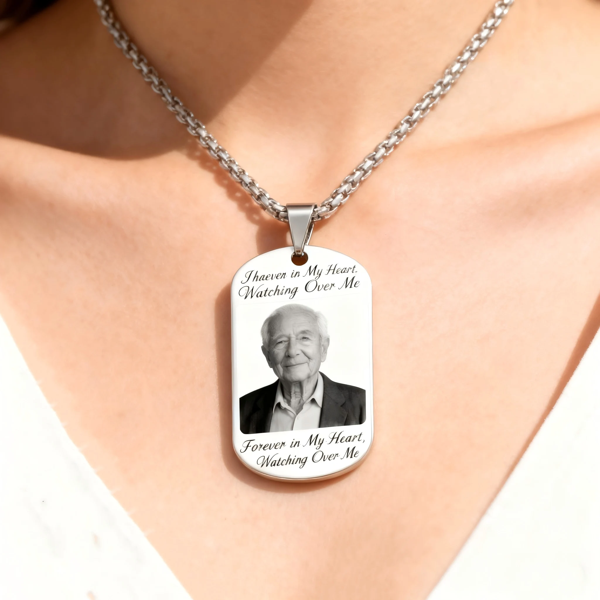 

Черно-белое фото ожерелье по индивидуальному заказу, УФ-подвеска, эксклюзивные аксессуары, теплый памятный подарок для дедушки