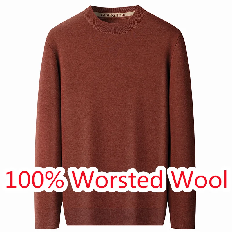 

Одежда из 100% камвольной шерсти, элитный мужской классический базовый свитер с круглым вырезом, мужской джемпер из овечьей шерсти с длинными рукавами, пуловеры, топы