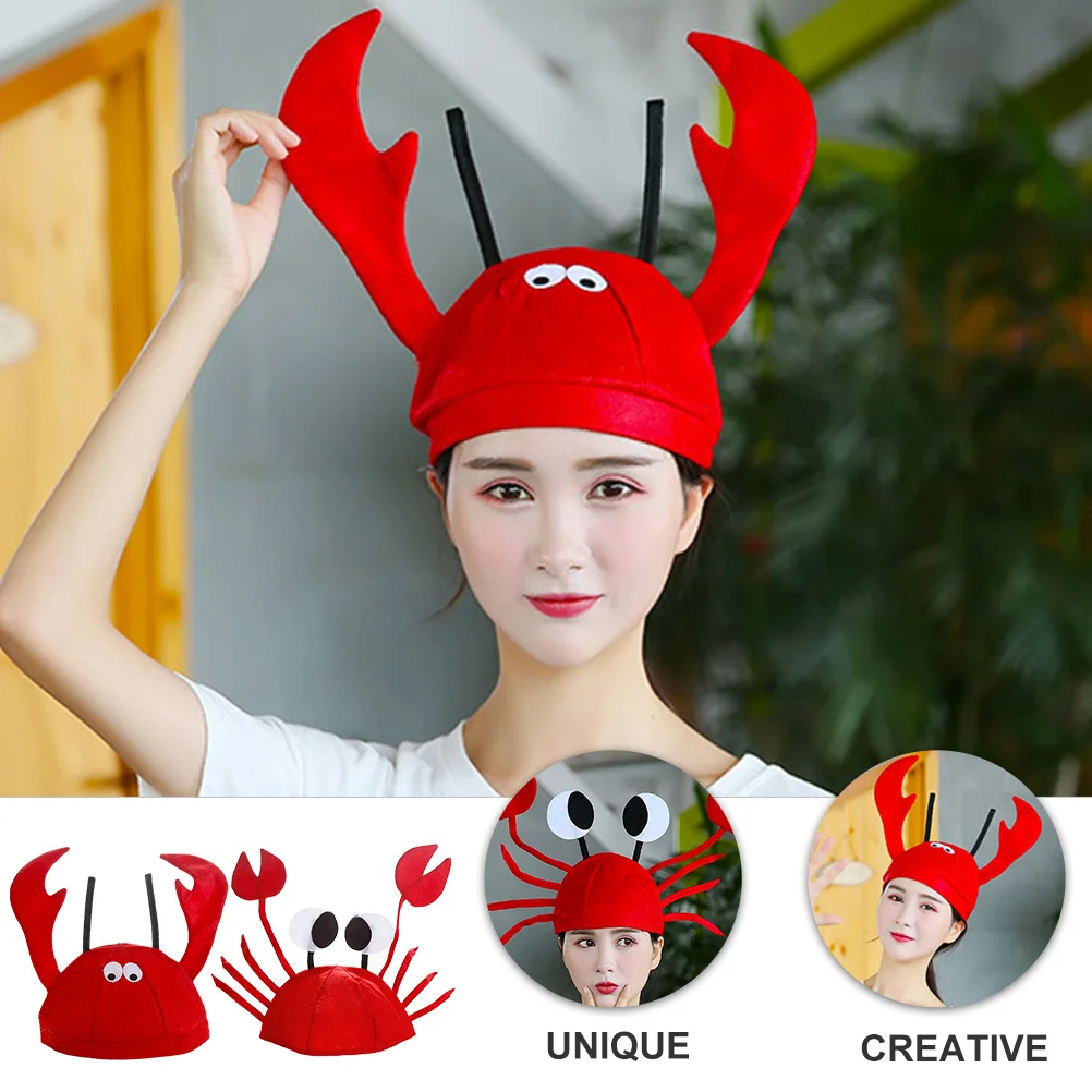 

1Set Animal Hats Funny Lobster Crab Party Costume Hats for Halloween Beach Shows Photo Props Funny Costume Hat