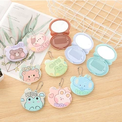 Cartoon Mini Comb With Mirror Portable Travel Comb Folding Plastic Head Brush Cute Animal Comb Bag Pendant Comb Girls Kids Gift