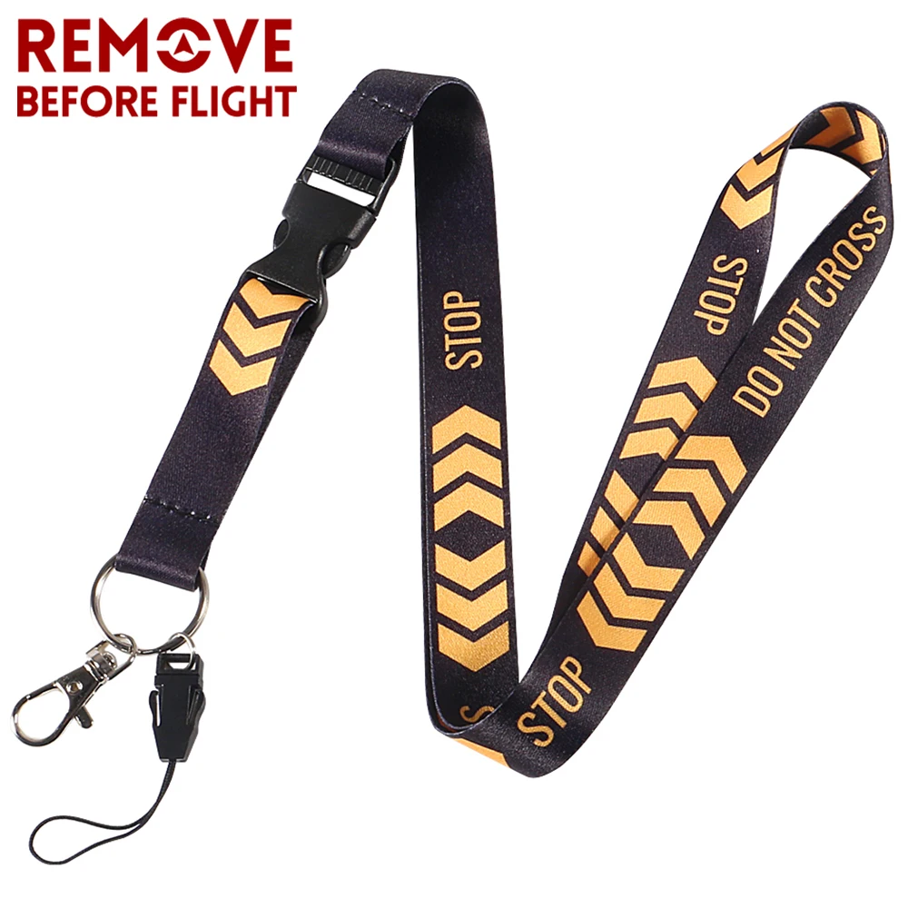 

1 PC Fashion Lanyard DO NOT CROSS STOP Lanyard For ID Badge Holders Pass Gym Mobile USB Badge Holder Lanyards Neck Strap Keyring