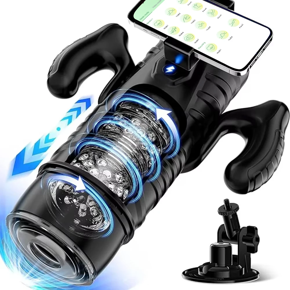 Automatic Telescopic Male Masturbator 7 Thrusting Rotating Modes Pocket Pussy Blowjob Sex Machine Penis Pump Piston Mastubator