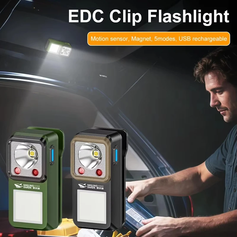 Magnetic LED Clamp Flashlight Outdoors Ultra-long-lasting Lighting Work Emergenc Lamp Clip-on Rechargeable Camping Hiking Light