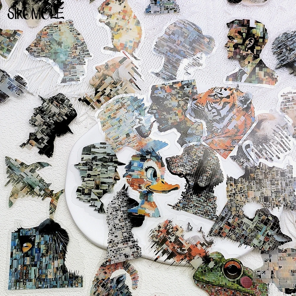 50PCS Art Photo Collage Portrait Transparent Sticker Book INS DIY Diary Decorative Accounts Laptop Skateboards Graffiti Stickers
