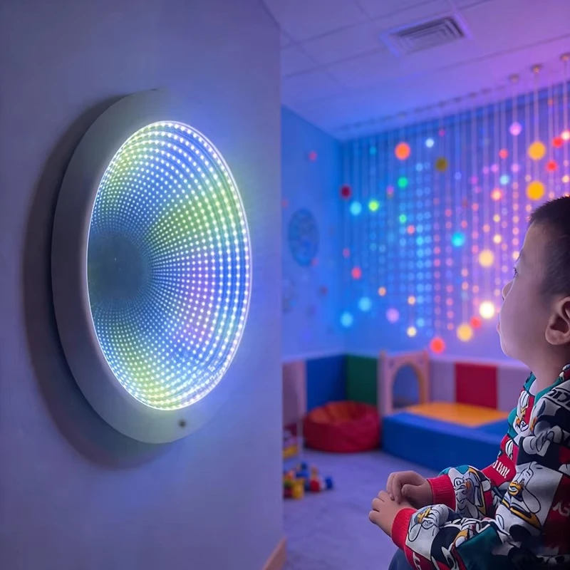 Visual sensing LED infinite mirror, autism-friendly sensory room wall decoration
