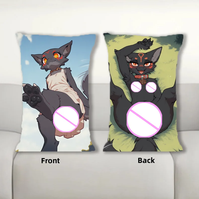 Furry Dakimakura Sexy Cookie Anime Body Pillow Double Side Print Half Body Throw Pillow Bedding Pillowcase