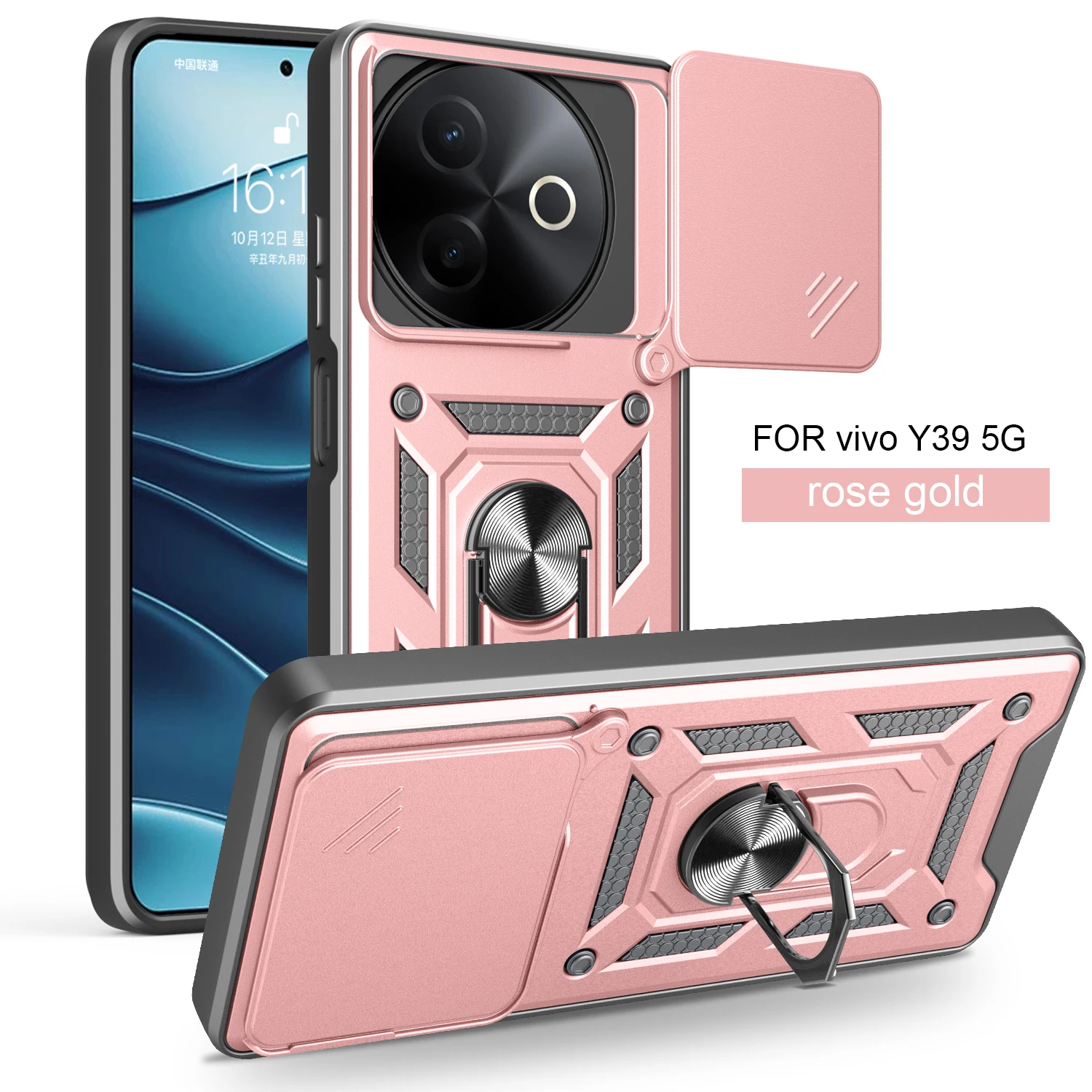 Case for vivo Y39 Slide Camera Protect Stand Phone Shell Funda for Y38 5G Cover