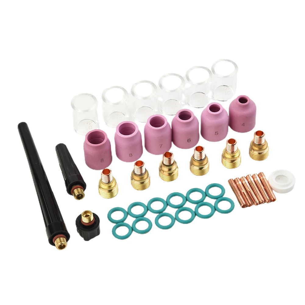 #4-#8 Glass Cup Kit 40pcs Back Cup Ceramic/Metal For WP-9/20/25 Gas Lens O-Ring for tig for torch Collet Quality