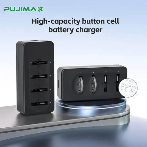 PUJIMAX High Quality Universal USB Interface 4-Slot Charger for LIR220 LIR1632 LIR2032 LIR2025 LIR2016 LIR2450 Button Battery