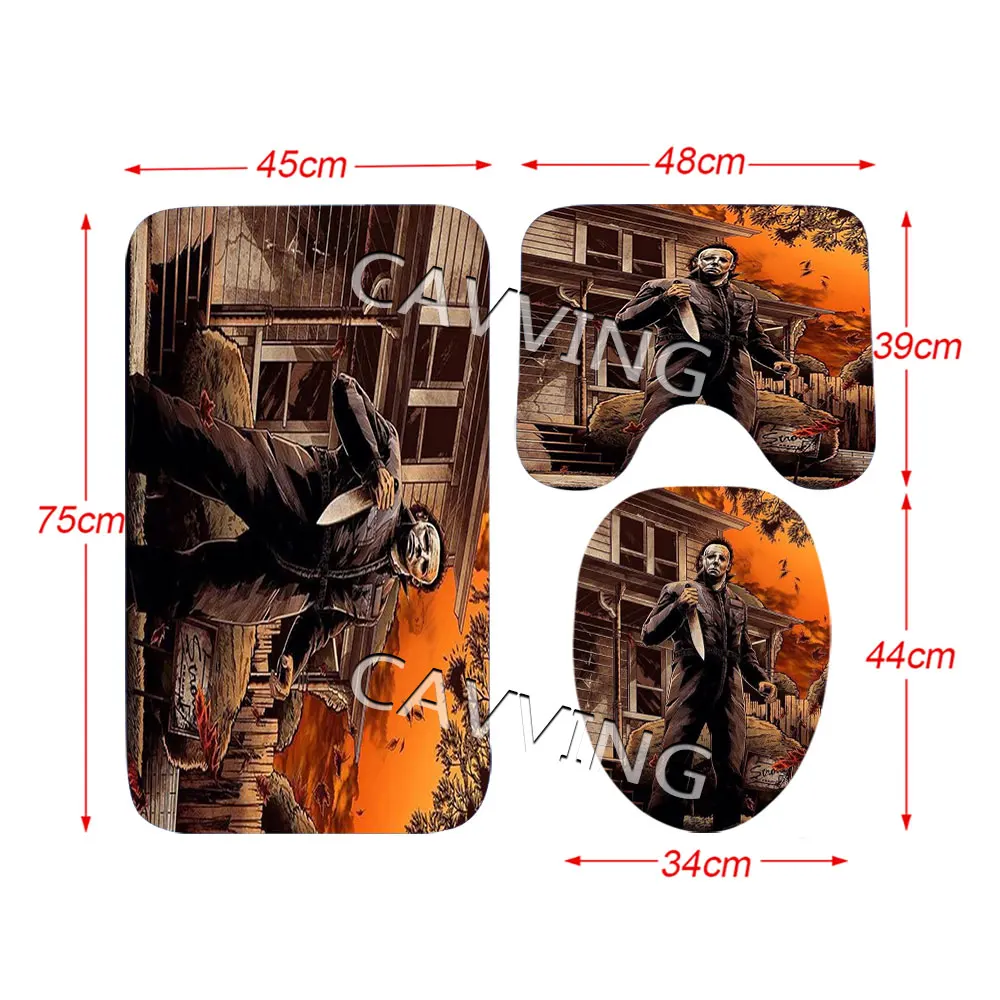 Halloween Michael Myers 3D Printed Shower Curtains Waterproof Bathroom Curtain Anti-slip Bath Mat Set Toilet Rugs Carpets F10