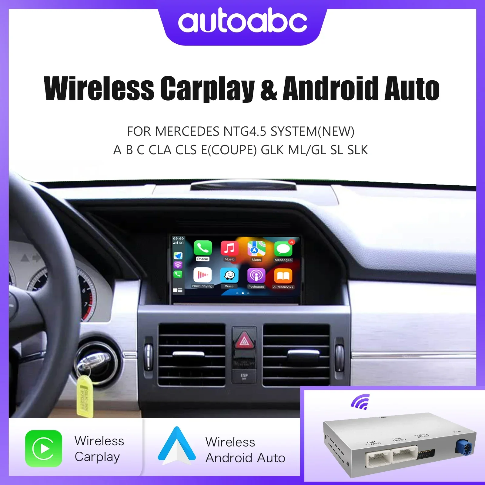 Drahtloses CarPlay Android Auto für Mercedes Benz A B C E Klasse GLA CLA GLK SLK CLS W204 W176 W246 X204 W212 C117 Airplay