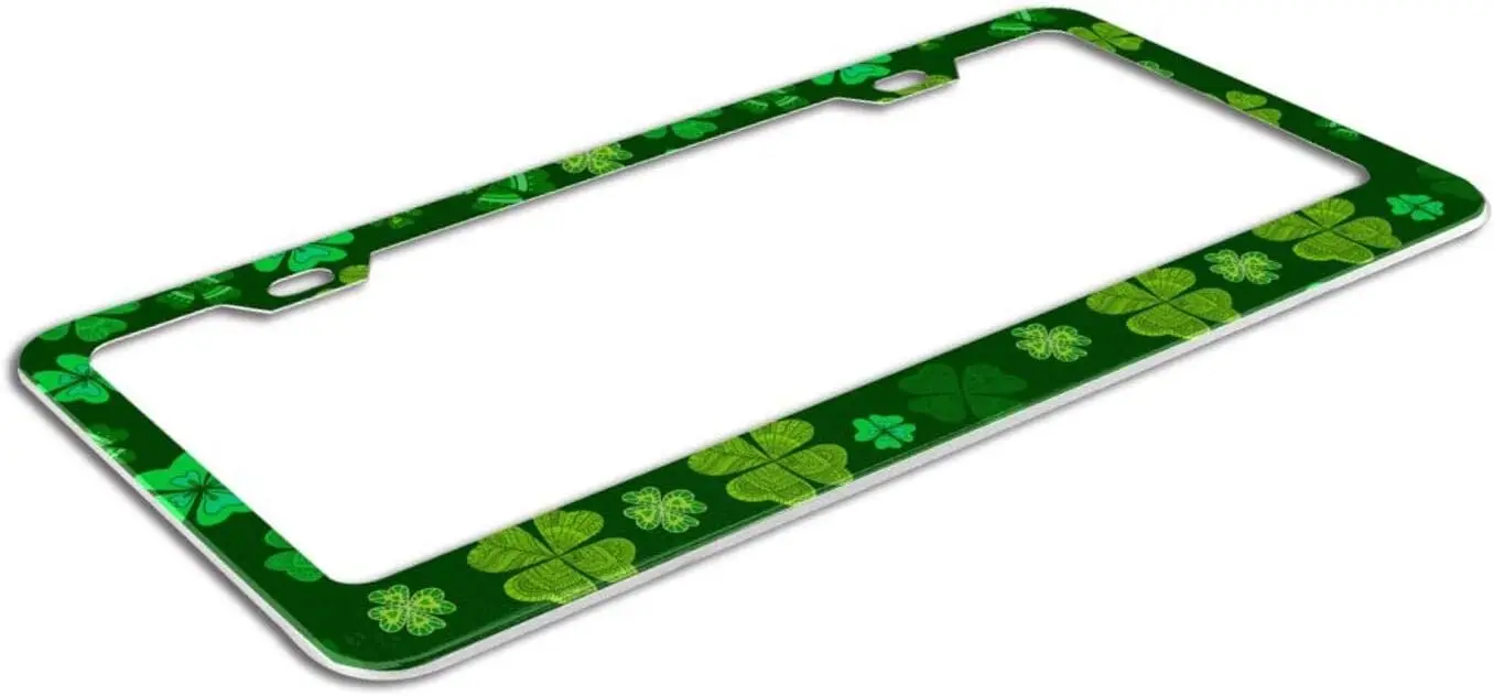 Four Leaf Clover License Plate Frame Car Tag Cover Stainless Steel Metal Aluminum Frame for US Standard 2 Flat Holes 1piece