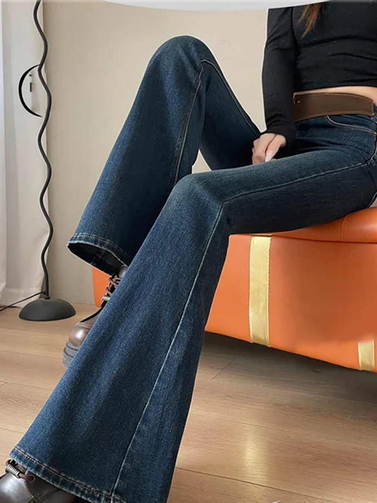 High waisted denim flared trousers autumn 2025 new women's slim fit design sense fashionable and versatile jeans
