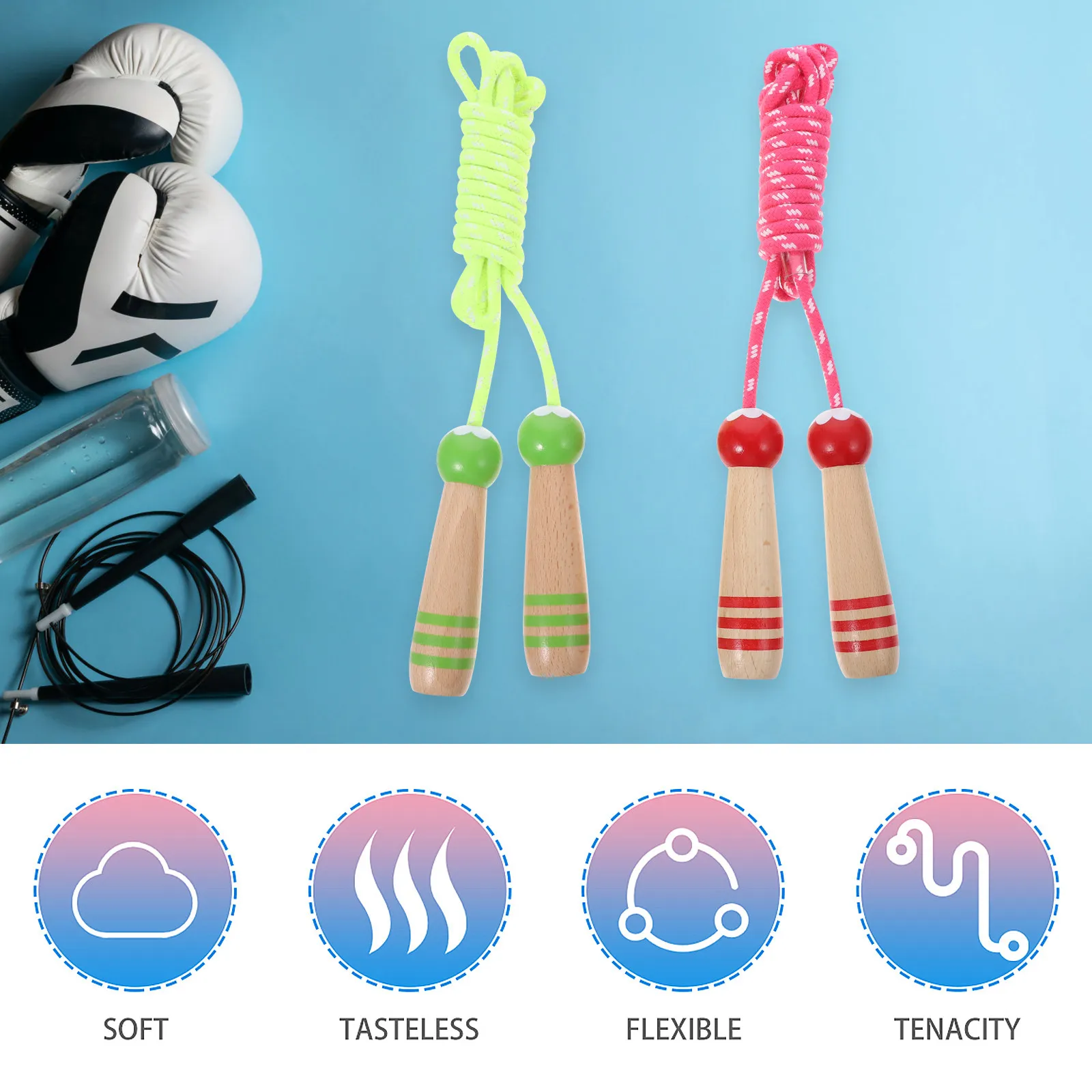 2Pcs Skipping Ropes for Adjustable Jumping Ropes Lightweight Easy-Grip Handles Indoor Outdoor Sports Balance Rhythm