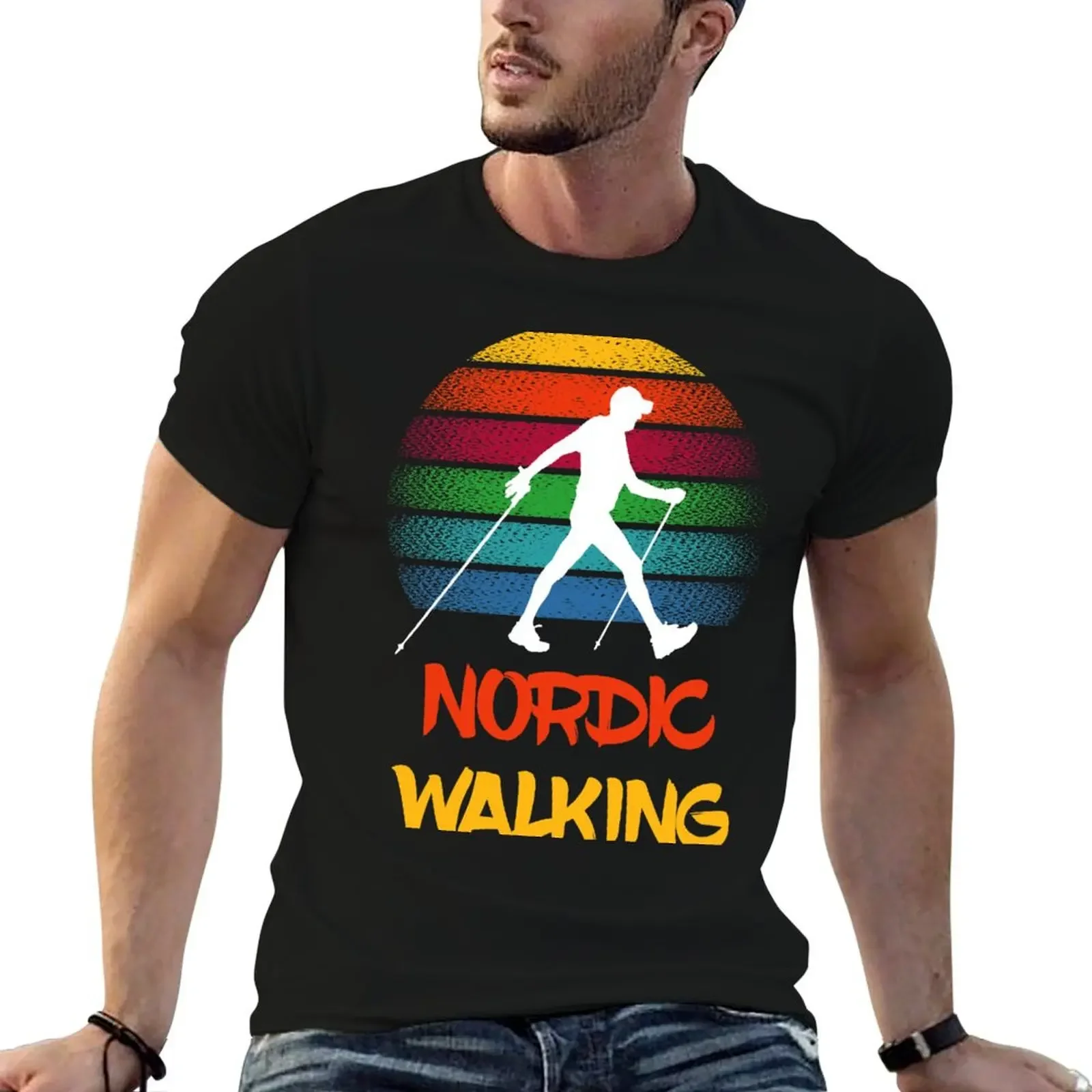 

Nordic Walking T-Shirt anime summer shirt Personalized t-shirt mens clothing