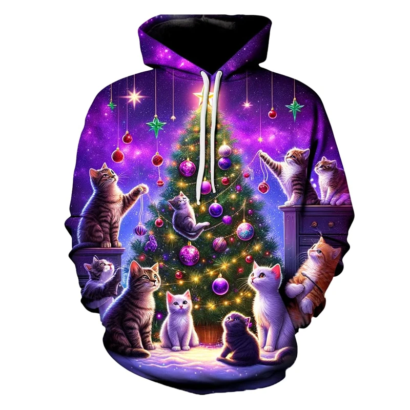 Santa Claus Sweatshirt Christmas Carnaval 3d Print Cat Hoodie Men Women Fashion Hoodies Women Sweats Coat Christmas Gift Hoodie