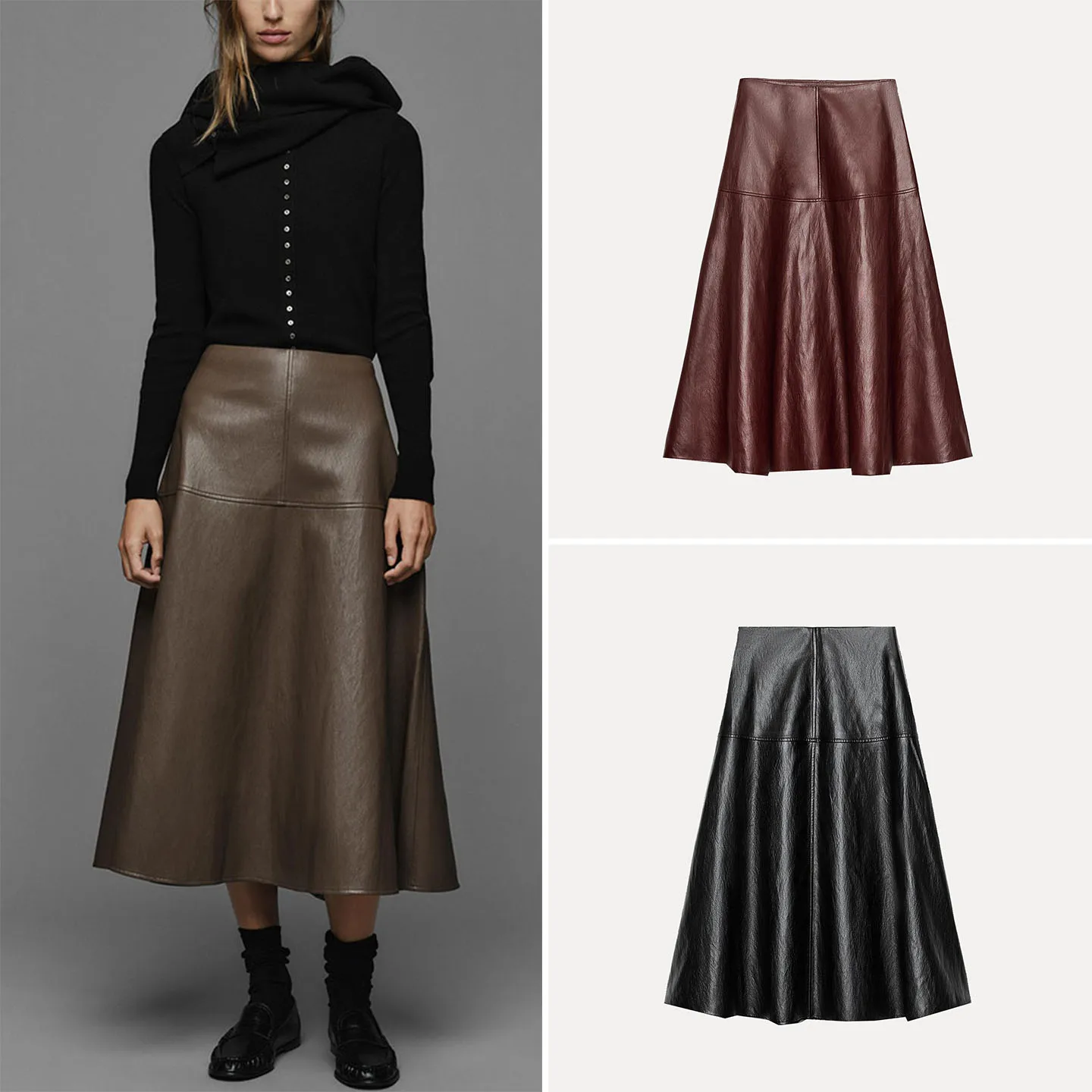 Fashionable Midi Skirt Women's Layered A-Line Half-length Autumn 2026 Low Waist Design Other Material Other Process