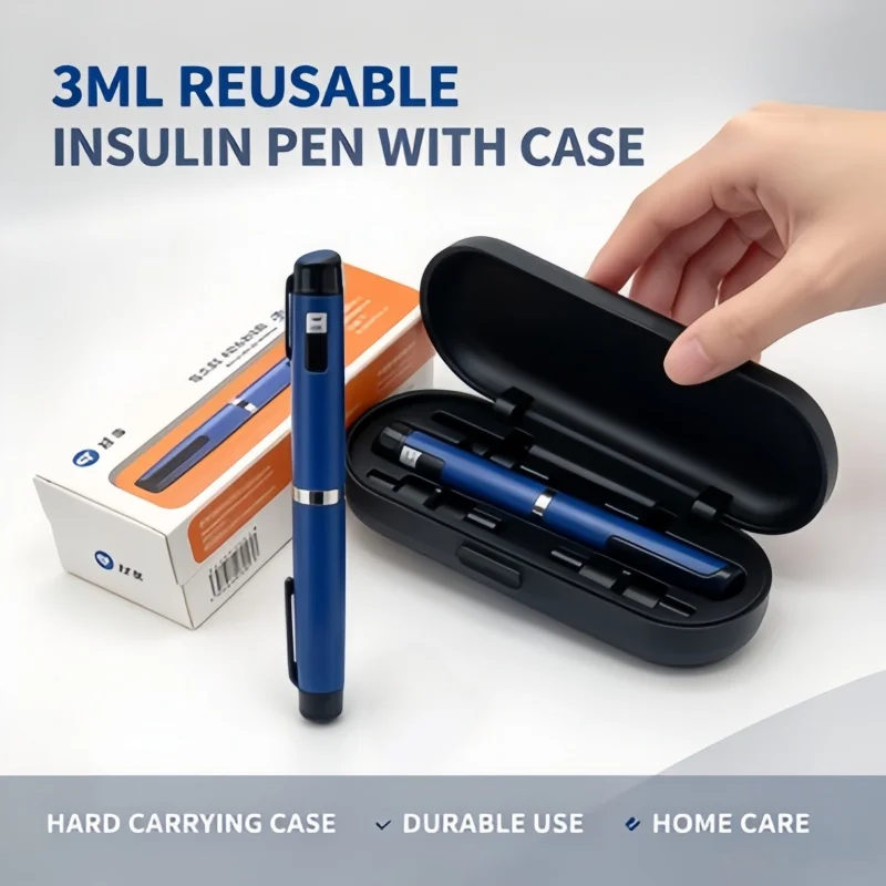 3ml Durable Reusable Insulin Pen with Carrying Case, Easy to Clean Daily Protector for Home Personal Care, No Drugs
