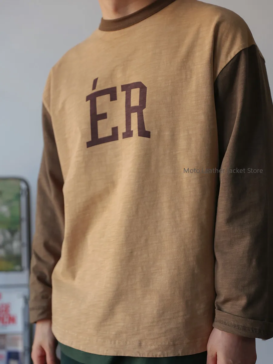 Secondorder SS23 Baseball Tee Vintage Oversized Slub Cotton American Long Sleeve Baseball T-Shirt
