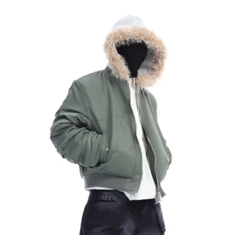 HKSH Autumn New Men Tide Dark Ins Fur Collar Parka Patchwork Thick Warm Zipper Hooded Jacket Mountain Eagle Padded Coats HK18205