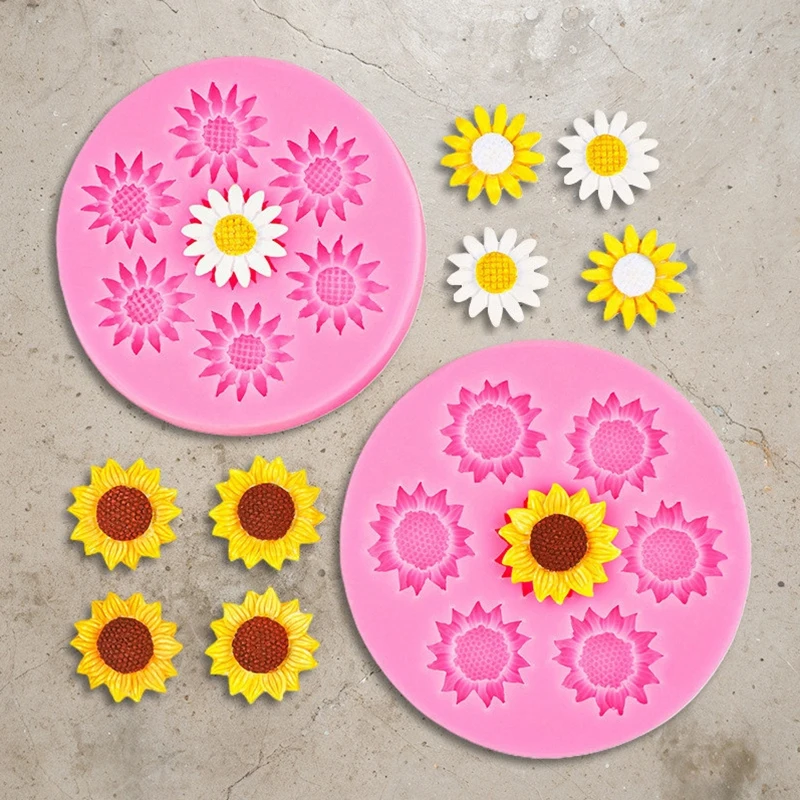 Moule en Silicone pour chrysanthèmes et tournesols, bricolage, savon fait à la main, fleur, chocolat, gâteau à rabat, Dessert, décoration