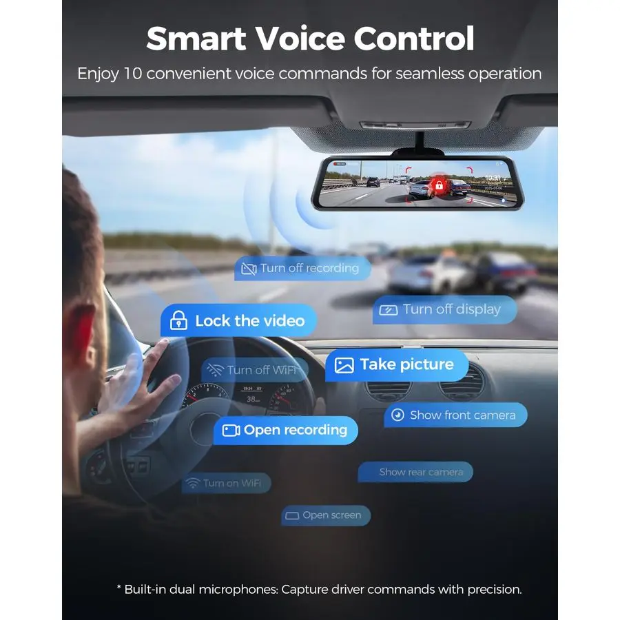 كاميرا مرآة PG17 Max 4K2.5K مع ADAS وBSD وLCA، كاميرا مرآة للرؤية الخلفية 12 مع واي فاي 5 جيجا هرتز والتحكم الصوتي، الرؤية الخلفية Mi #6