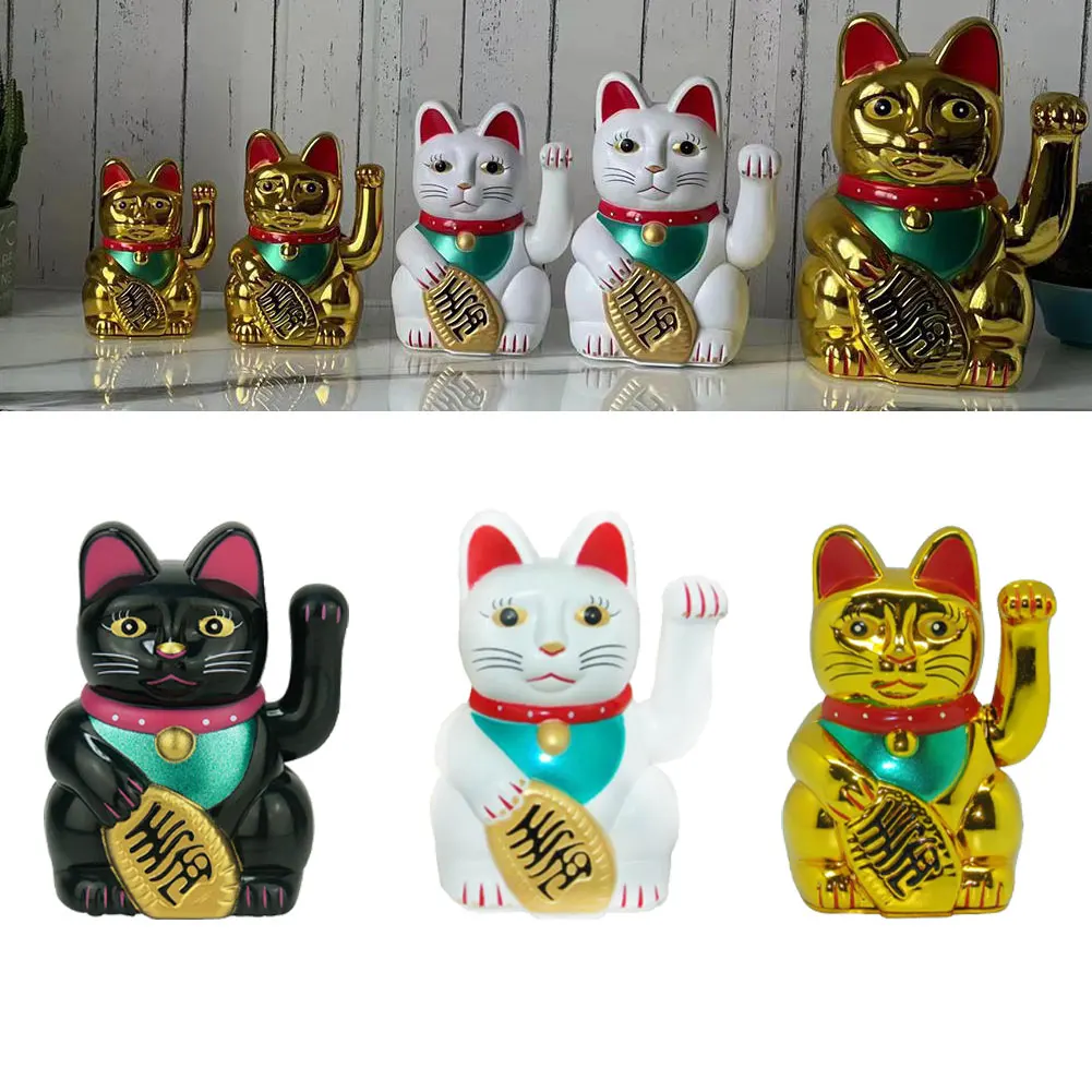 Rifeng Elétrica Acenando Lucky Cat, Caixa, Nova Loja, Presente de Abertura, Riqueza, Mão, Chinês, Bonito, Ouro, 5"
