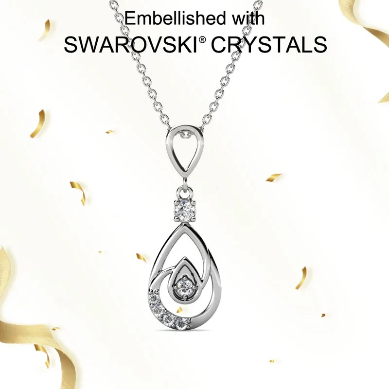 

Daisini Original 925 Sterling Silver Pendant Necklace Fine Jewelry with Swarovski Crystals for Women 18k Real Gold Plated