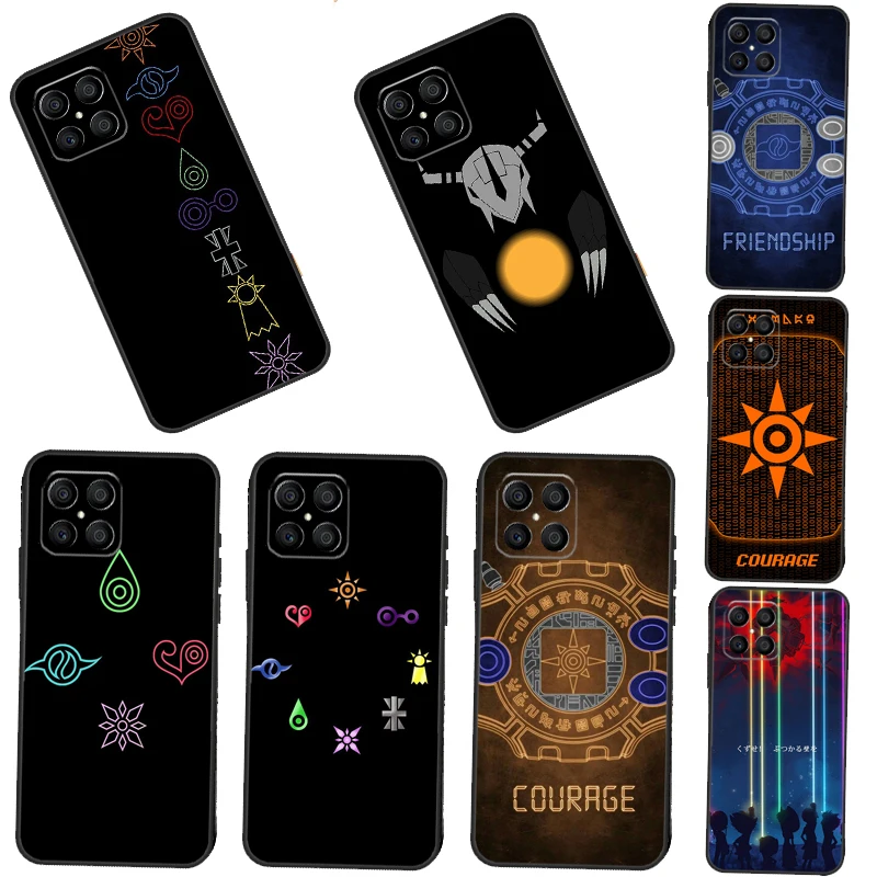 Digimon Digi Crests For Honor 50 Pro X7 X8 X9 Case For Huawei P20 P30 P50 P40 Lite P Smart Z 2019 Nova 9 5T