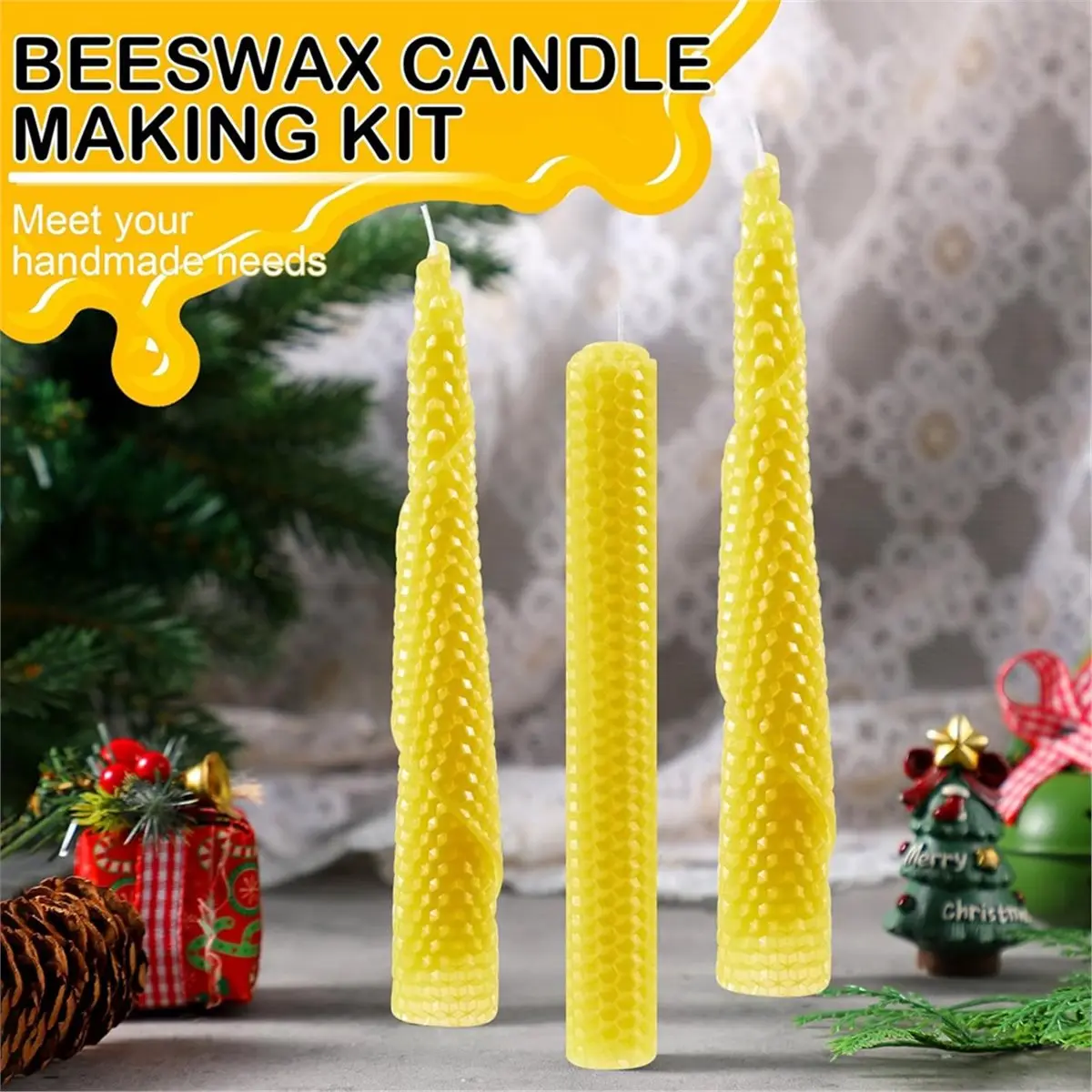 

N94R 24 Pcs Beeswax Candle Making Kit, 8 X 8 Inch Vibrant Colors Beeswax Sheet for Candle Making with 1 Roll Cotton Wick