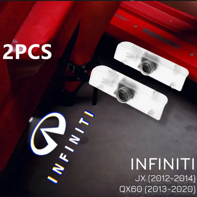2PCS HD Glass Lens Car Door Light Laser Decor Projection Lamp For Infiniti QX60 QX56 JX35 2013 2014 2015 2016 2017