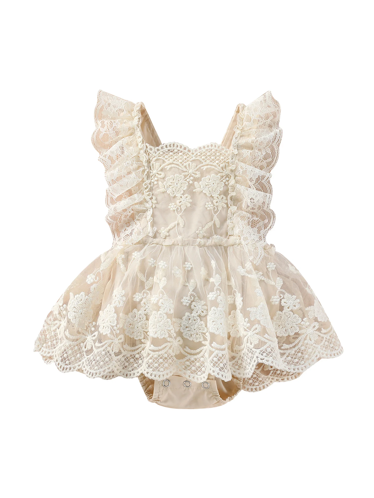 

Infant Baby Girl Baptism Romper Sleeveless Bowknot Floral Lace Birthday Dress Summer Outfit Cute Newborn Clothes