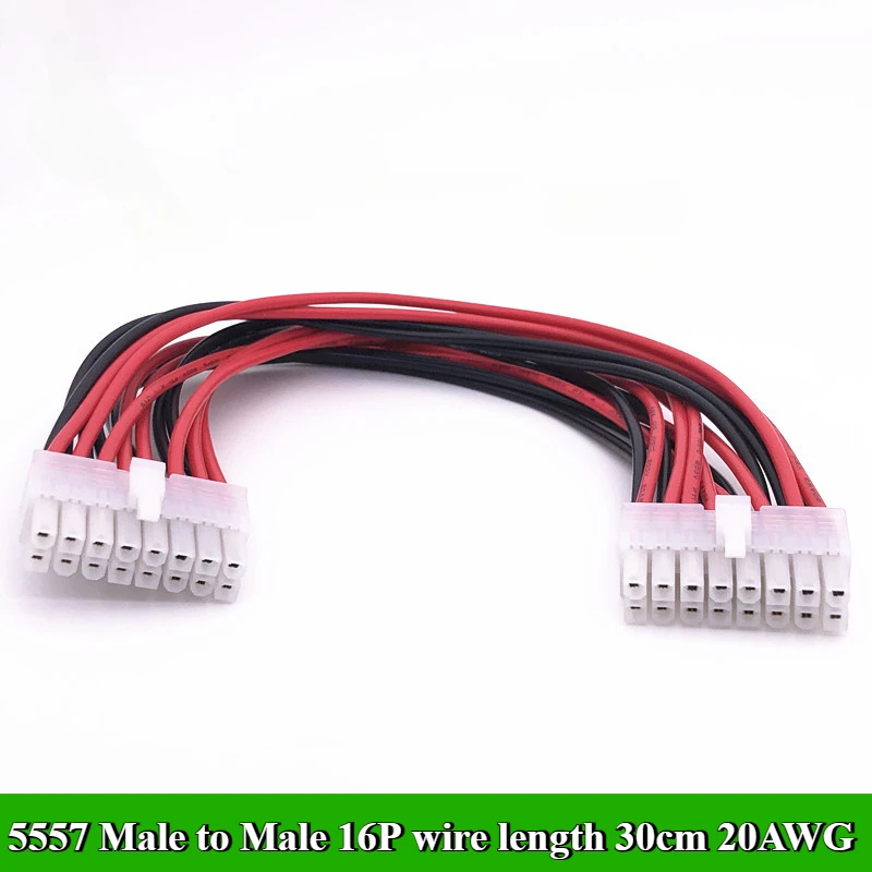 2Pcs/lot 5557/559 Male to Male Double Row Double head 2/4/6/8/10/12/14/16/18/20/24P Pin Terminal Wire 30cm 20AWG Electronic Wire