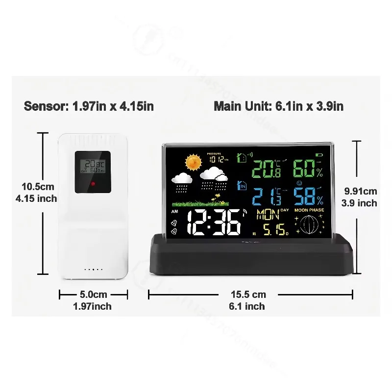 Digital Wireless Weather Station Indoor Outdoor Thermometer Hygrometer VA Color  Display Barometer Forecast for Home and Office