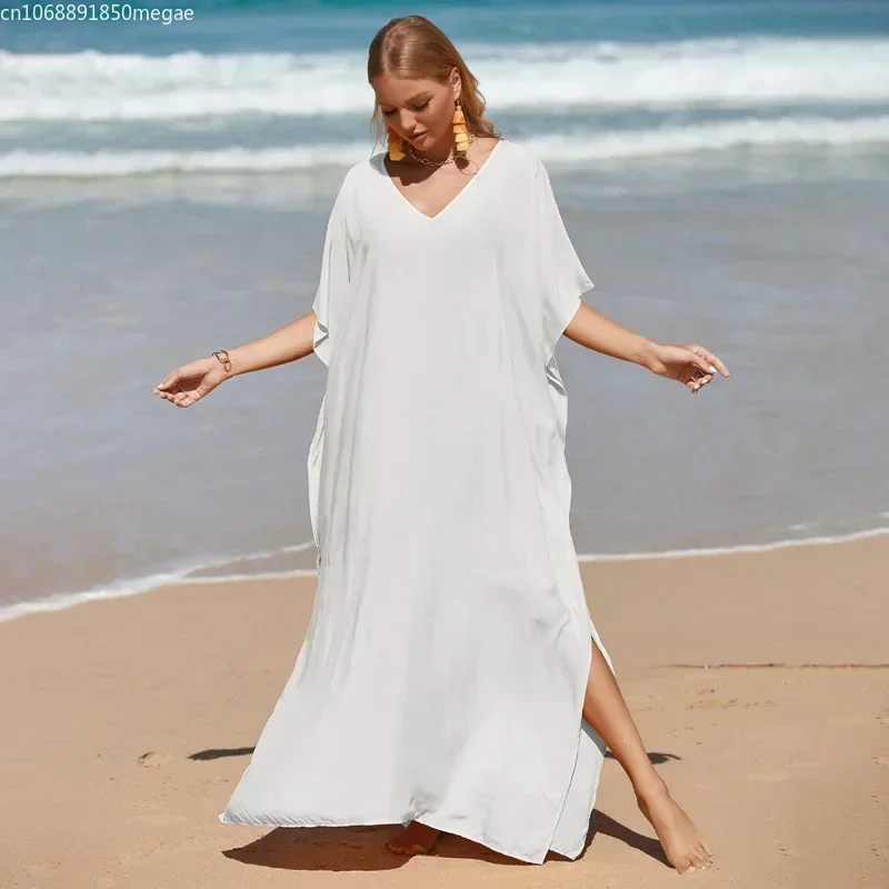 

Long Dress Swimsuit Cover up 2023 Robe Plage Pareos Kaftan Maxi Dress Over size Beach Cover up Tunic BeachWear