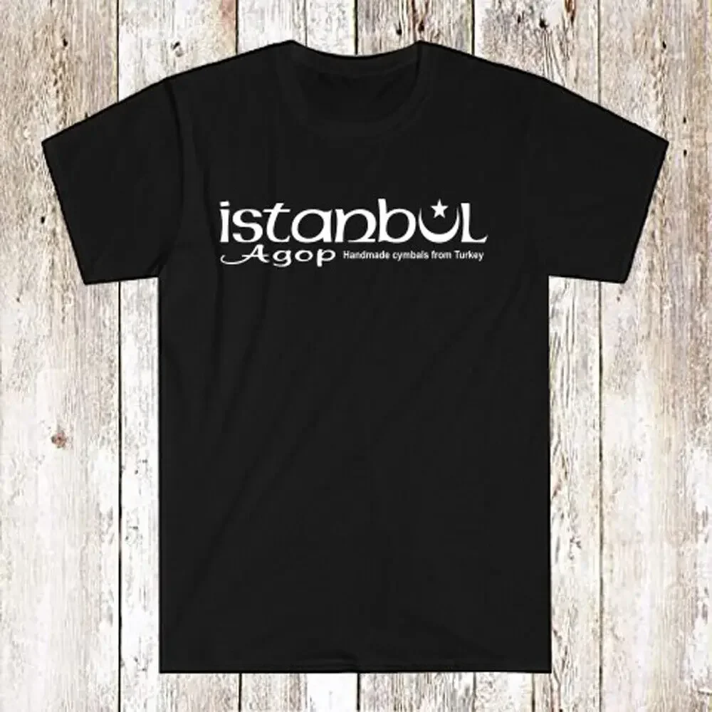 Istanbul Agop Drums Cymbals Logo Men's Black T-Shirt Size Summer fashion New Arrival Cotton Short Sleeve heavyweight Round 2024