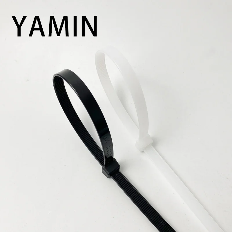 Imagem -03 - Laço de Cabo de Travamento Automático Fio de Nylon Plástico Preto e Branco Zip Fasten Ring Wraps Strap 10x800 mm 10x650 100 Pcs