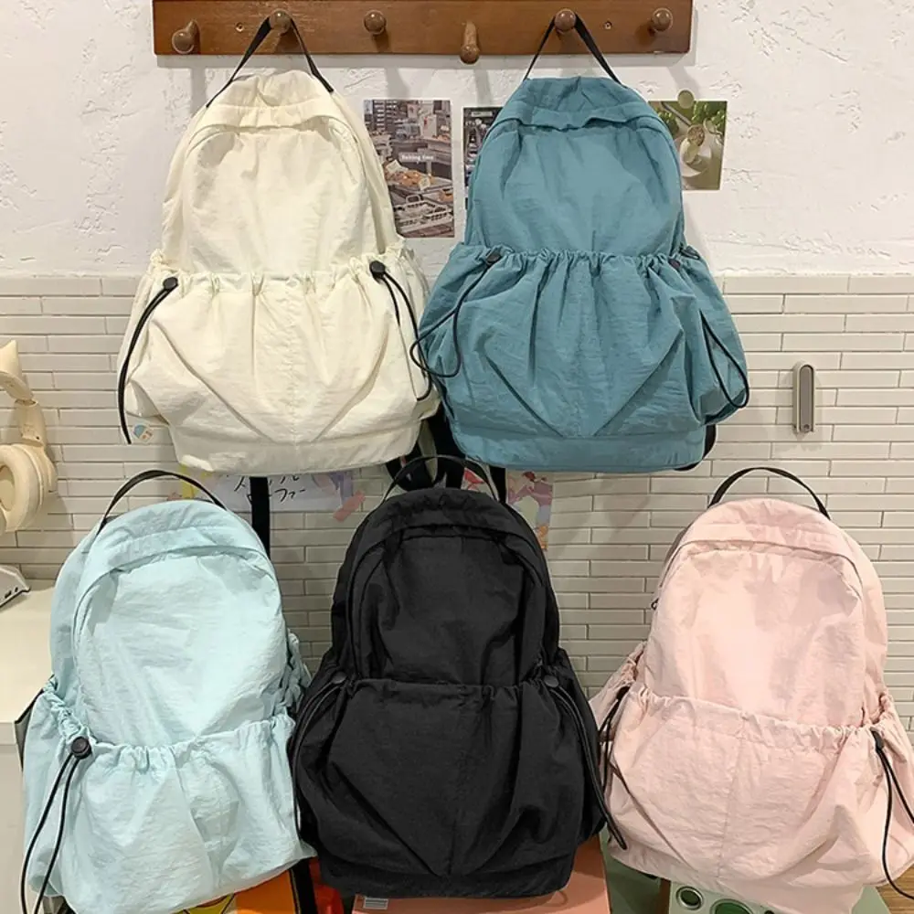

Portable Small Pack Sport Nylon Backpack Solid Color Handbag Solid Color Shoulder Bag Sport Korean Style Casual Backpack Women