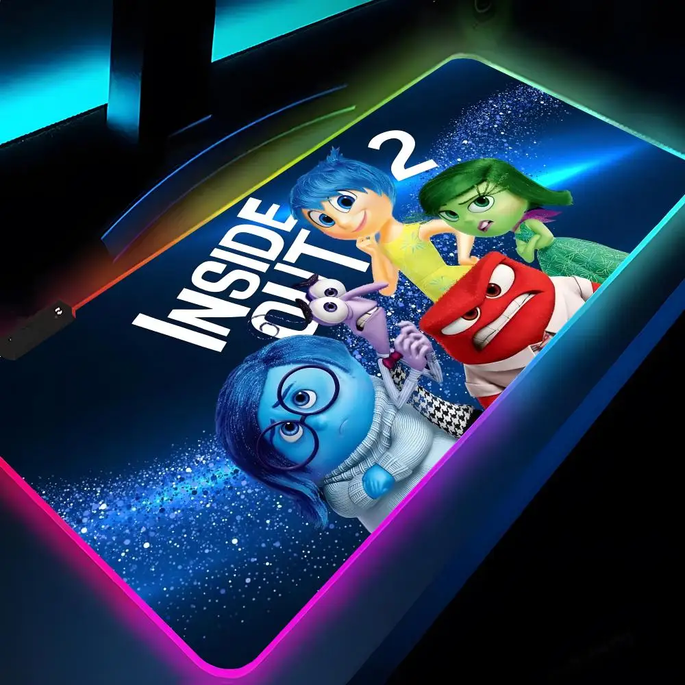 

Inside Out 2 Disneys Mouse Pad Rgb Xxl Laptop Mat Gaming Mousepad Backlit Keyboard Gamer Girl Table Pads Desk
