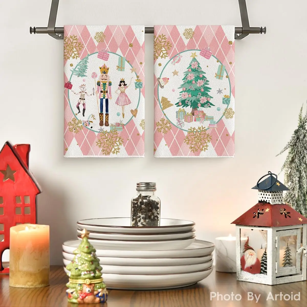 Christmas Nutcrackers Kitchen Dish Towels Cleaning Supplies Quick Drying Winter Xmas Hand Towels Set Kitchen Christmas Decor