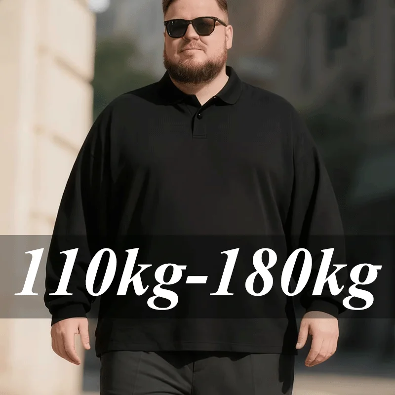 Plus Size Men's Polo Shirts Long Sleeve Lapel Casual Breathable Comfortable Polo Shirt Solid High Quality Male T-Shirt Clothing