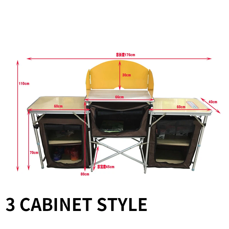 LG-2123 Camping Outdoor Kitchen Table Cabinet Foldable Folding Cooking Storage Rack X-Shaped Aluminum Alloy Bracket for BBQ Picn