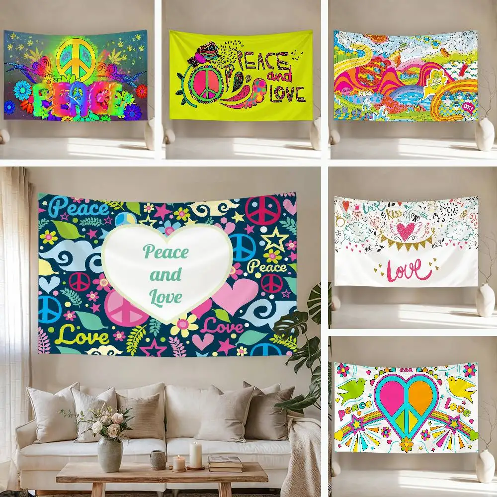 Peace And Love Tapestry Customizable Tapestries Of Various Styles,wall Hangings, Celebrity Photo Printing,wall Hangings