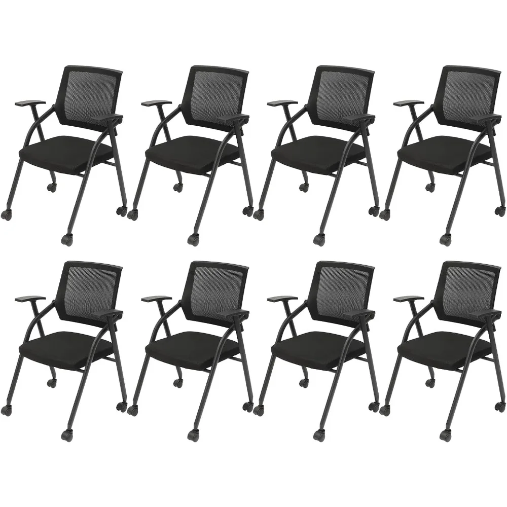 

"Ergonomic Stackable Conference Room Chairs: Foldable with Lumbar Support, Armrests, and Mesh Seat for Office Reception"