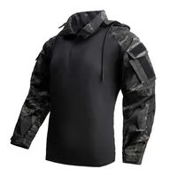 Camisas de combate táctico con cremallera 1/4, camisas tácticas de manga larga, ropa para hombre, camiseta de camuflaje de algodón Rip Stop, camisetas resistentes al desgaste