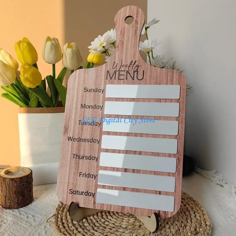 U75B Wooden Fridge Whiteboard Weekly Planner Kitchen Weekly To-do-list Board