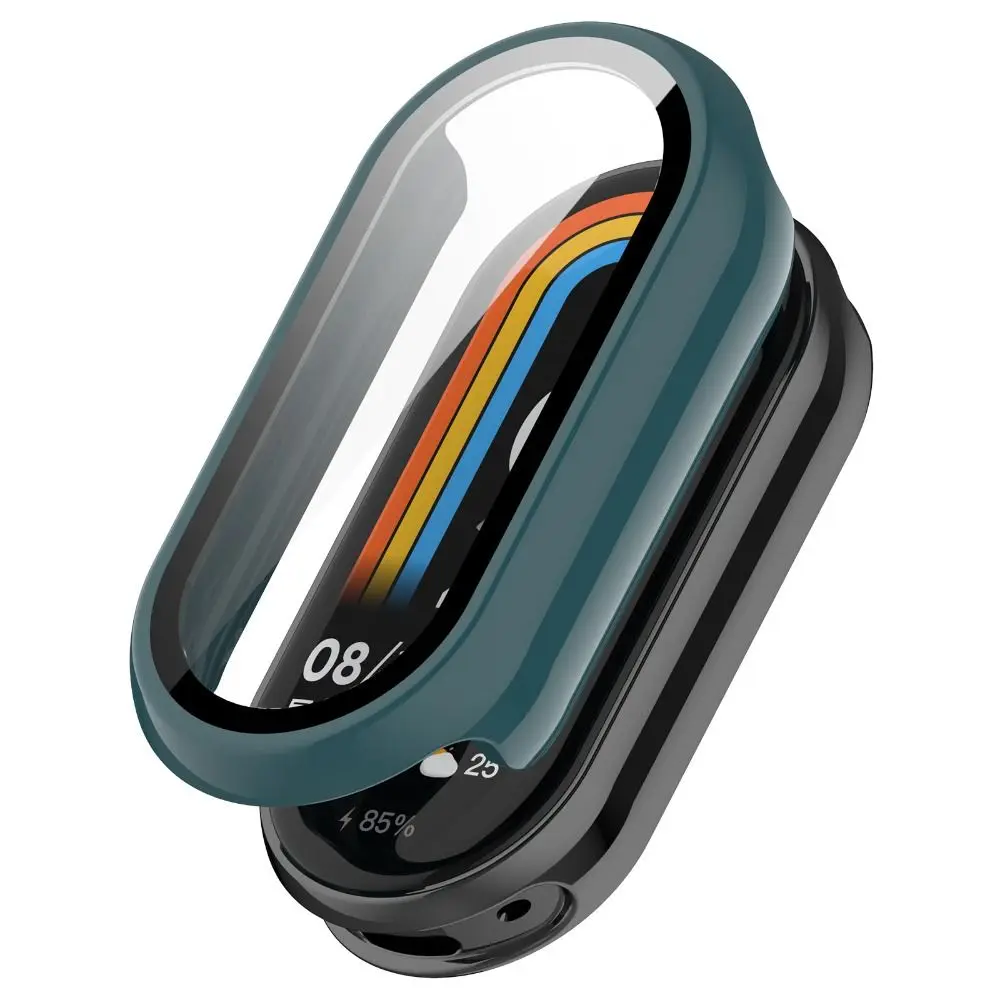 신형 PC+강화 보호 케이스 풀 커버 긁힘 방지 스크린 프로텍터 액세서리 스마트 워치 커버 쉘 샤오미 밴드 9용